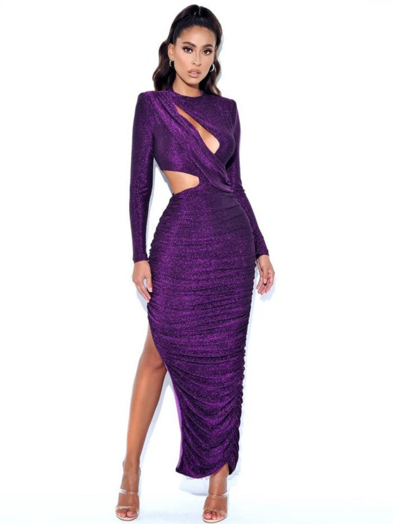 Metallic Jersey Cutout Dress